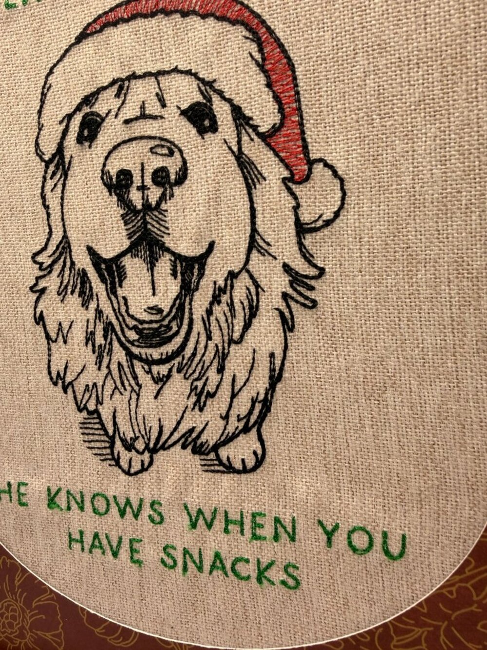 Homemade Holiday Snack Dog 8X10 Embroidery Art - Picture 3 of 5